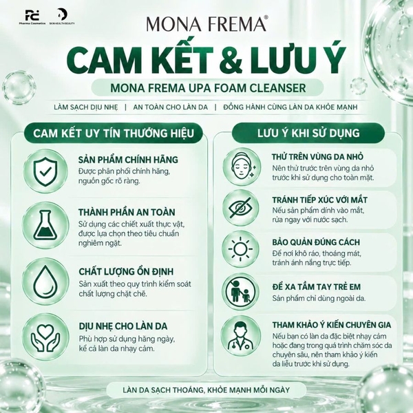 MONA FREMA UPA FOAM CLEANSER: Sữa Rửa Mặt Dạng Bọt - Sạch Nhờn, Dịu Nhẹ Cho Da Dầu & Nhạy Cảm