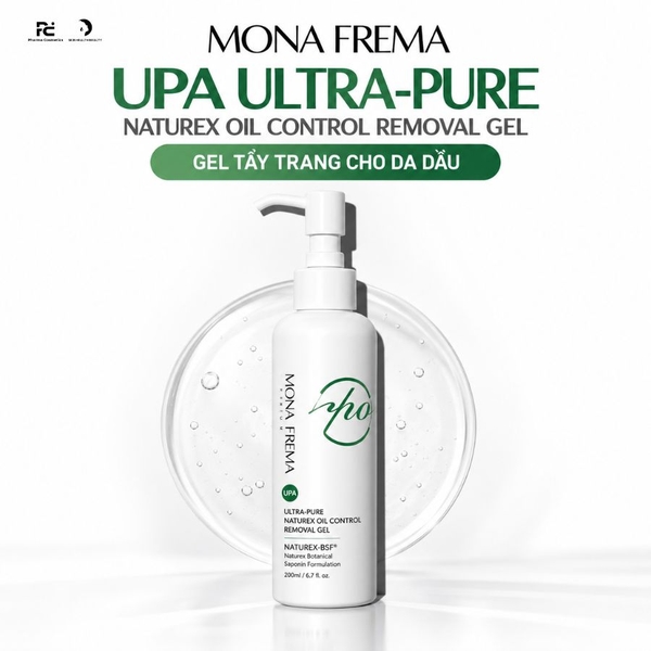 MONA FREMA UPA Ultra-Pure Naturex Oil Control Removal Gel 200ml – Gel tẩy trang không dầu dành cho da dầu và nhạy cảm