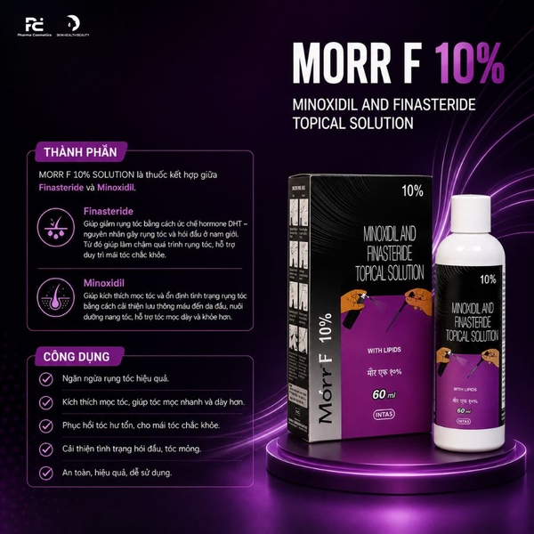 MORR F 10% MINOXIDIL AND FINASTERIDE TOPICAL SOLUTION / THUỐC ĐIỀU TRỊ CHỨNG HÓI ĐẦU Ở NAM GIỚI VÀ GIÚP KÍCH THÍCH MỌC TÓC
