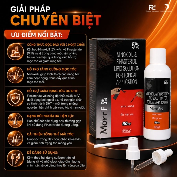 MORR F 5% BOTTLE OF SOLUTION WITH MINOXIDIL AND FINASTERIDE  / THUỐC XỊT TRỊ MỌC TÓC TRỊ HÓI