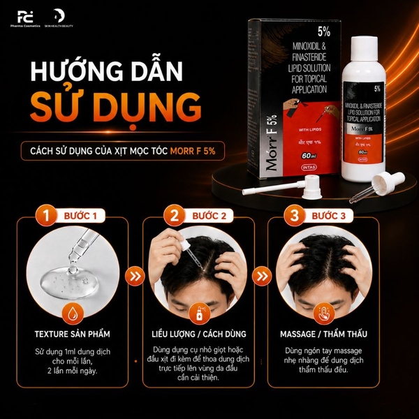 MORR F 5% BOTTLE OF SOLUTION WITH MINOXIDIL AND FINASTERIDE  / THUỐC XỊT TRỊ MỌC TÓC TRỊ HÓI