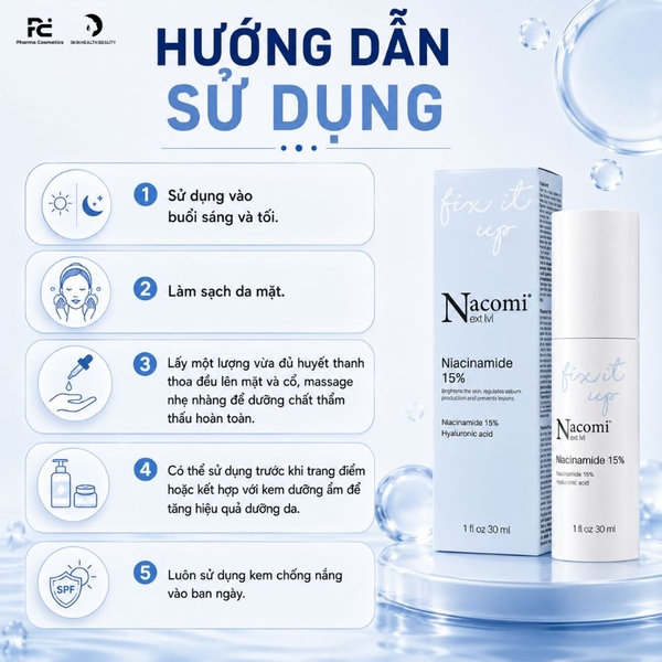 NACOMI NEXT LEVEL NIACINAMIDE 15% / HUYẾT THANH KIỂM SOÁT NHỜN, THU NHỎ LỖ CHÂN LÔNG, TẠM BIỆT MỤN VÀ THÂM