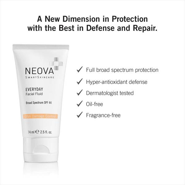 NEOVA EVERYDAY FACIAL FLUID DNA REPAIR ENZYMES + ANTIOXIDANTS SPF44 / KEM CHỐNG NẮNG BẢO VỆ DA NGĂN NGỪA UNG THƯ DA