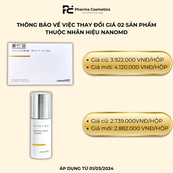 NANOMD BRIT-N 2.0 / VIÊN UỐNG TRẮNG DA GIÚP LÀN DA SÁNG KHỎE TỰ NHIÊN (THUẦN CHAY))