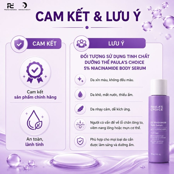 PAULA'S CHOICE 5% NIACINAMIDE BODY SERUM: Tinh Chất Dưỡng Thể Sáng Da, Giảm Thâm & Phục Hồi Toàn Diện Cho Cơ Thể