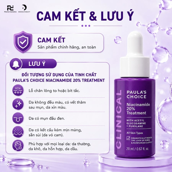 Paula's Choice Clinical Niacinamide 20% Treatment: Tinh Chất Thu Nhỏ Lỗ Chân Lông & Sáng Mịn Bề Mặt Da