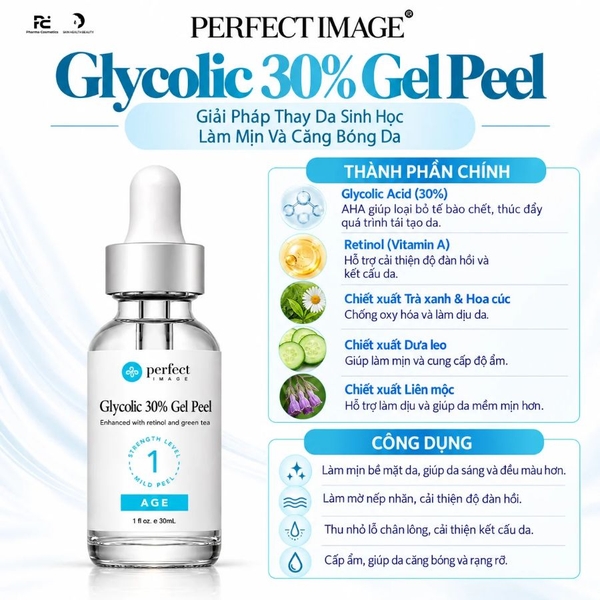 Perfect Image Glycolic 30% Gel Peel: Thay Da Sinh Học Trẻ Hóa, Làm Mịn Và Căng Bóng Da