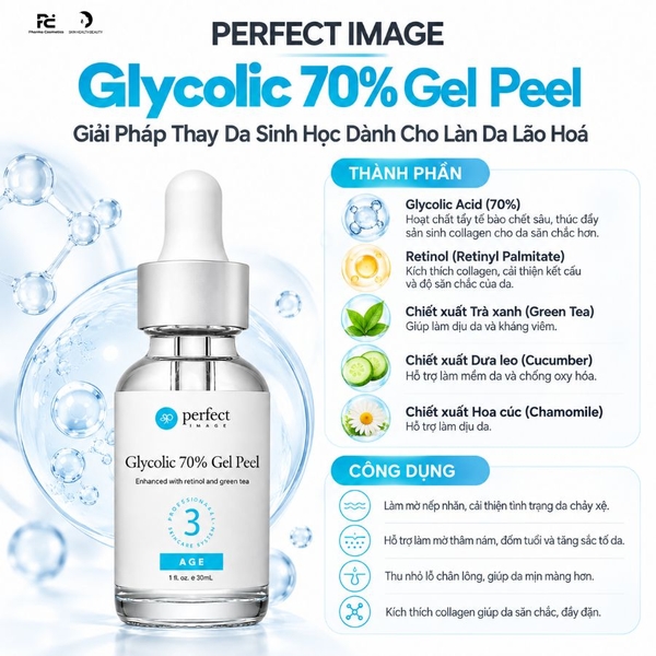 PERFECT IMAGE Glycolic 70% Gel Peel: Giải Pháp Thay Da Sinh Học Chuyên Sâu Cho Lão Hóa Cứng Đầu