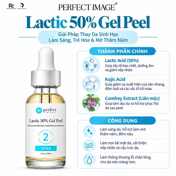 PERFECT IMAGE Lactic 50% Gel Peel: Thay Da Sinh Học Làm Sáng, Trẻ Hóa & Mờ Thâm Nám