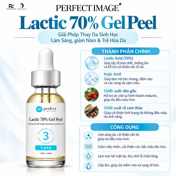 Perfect Image Lactic 70% Gel Peel: Thay Da Sinh Học Làm Sáng, Trị Nám Và Trẻ Hóa Da Chuyên Sâu