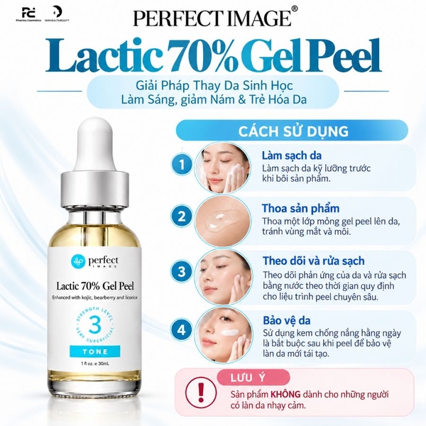 Perfect Image Lactic 70% Gel Peel: Thay Da Sinh Học Làm Sáng, Trị Nám Và Trẻ Hóa Da Chuyên Sâu