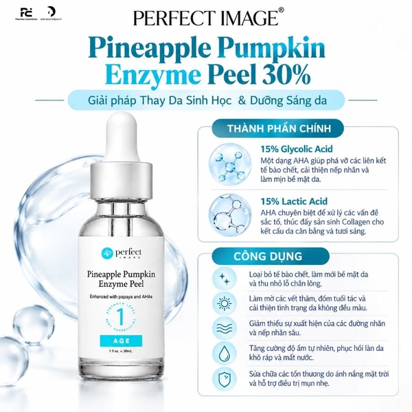 Perfect Image Pineapple Pumpkin Enzyme Peel 30%: Thay Da Sinh Học Chiết Xuất Dứa Và Bí Đỏ – Giải Pháp Trẻ Hóa & Dưỡng Sáng Toàn Diện
