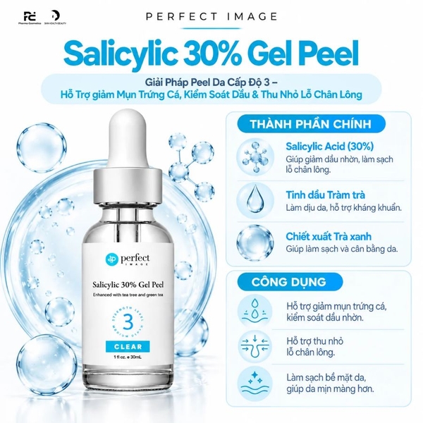 PERFECT IMAGE Salicylic 30% Gel Peel: Giải Pháp Peel Da Cấp Độ 3 – Hỗ Trợ Điều Trị Mụn Trứng Cá, Kiểm Soát Dầu & Thu Nhỏ Lỗ Chân Lông