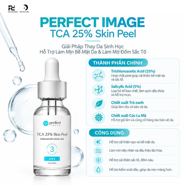 PERFECT IMAGE TCA 25% Skin Peel – Giải Pháp Thay Da Sinh Học Hỗ Trợ Làm Mịn Bề Mặt Da & Làm Mờ Đốm Sắc Tố