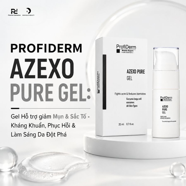 PROFIDERM AZEXO PURE GEL: Gel Đặc Trị Mụn & Sắc Tố - Kháng Khuẩn, Phục Hồi & Làm Sáng Da Đột Phá