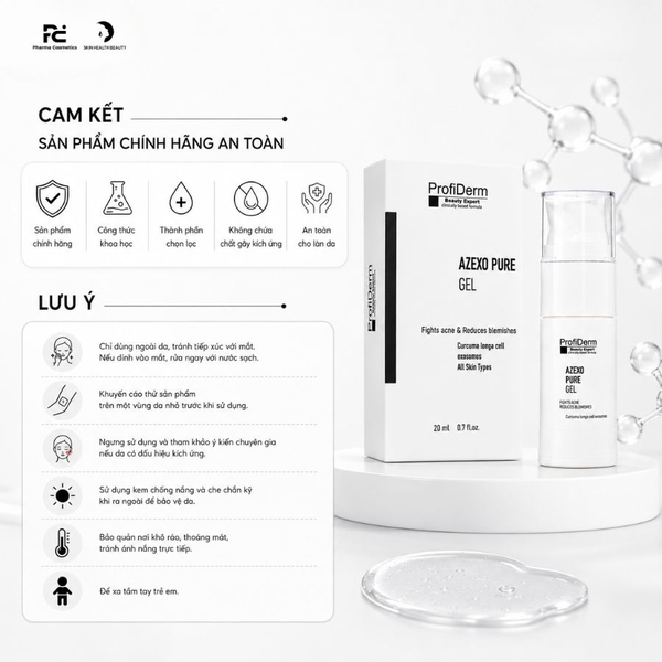 PROFIDERM AZEXO PURE GEL: Gel Đặc Trị Mụn & Sắc Tố - Kháng Khuẩn, Phục Hồi & Làm Sáng Da Đột Phá