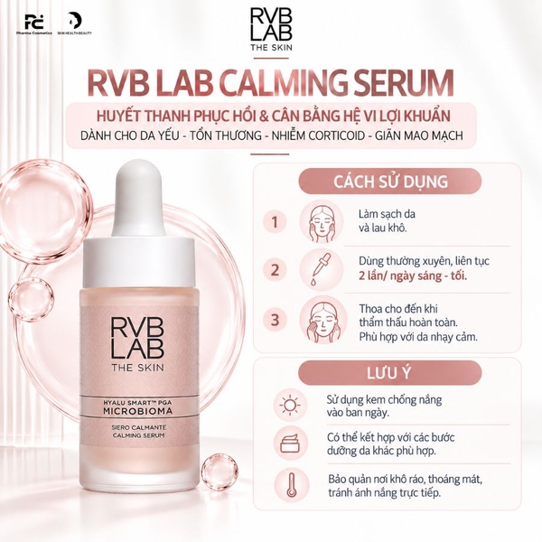 RVB LAB CALMING SERUM / HUYẾT THANH PHỤC HỒI & CÂN BẰNG HỆ VI LỢI KHUẨN DÀNH CHO DA YÊU-TỔN THƯƠNG-NHIỄM CORTICOID-GIÃN MAO MẠCH