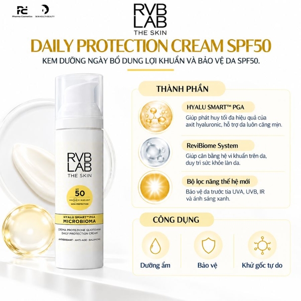 RVB LAB DAILY PROTECTION CREAM SPF50 / KEM DƯỠNG NGÀY BỔ DUNG LỢI KHUẨN VÀ BẢO VỆ DA SPF50