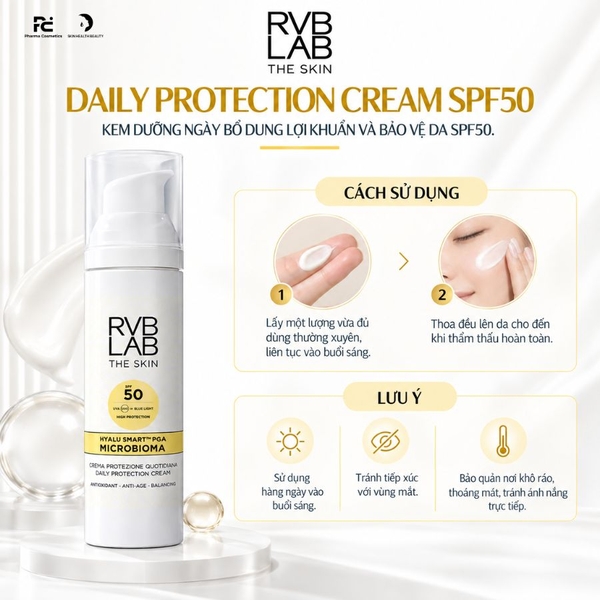 RVB LAB DAILY PROTECTION CREAM SPF50 / KEM DƯỠNG NGÀY BỔ DUNG LỢI KHUẨN VÀ BẢO VỆ DA SPF50