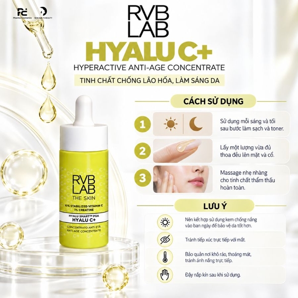 RVB LAB HYALU C+ HYPERACTIVE ANTI-AGE CONCENTRATE / TINH CHẤT CHỐNG LÃO HÓA, LÀM SÁNG DA