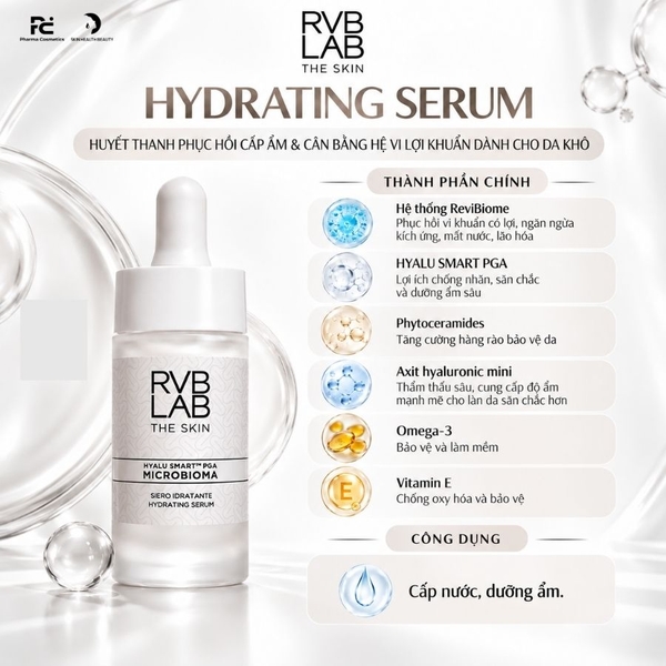 RVB LAB HYDRATING SERUM / HUYẾT THANH PHỤC HỒI CẤP ẨM CHUYÊN SÂU & CÂN BẰNG HỆ VI LỢI KHUẨN DÀNH CHO DA KHÔ
