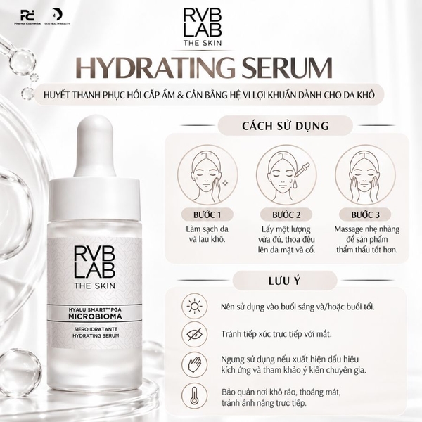 RVB LAB HYDRATING SERUM / HUYẾT THANH PHỤC HỒI CẤP ẨM CHUYÊN SÂU & CÂN BẰNG HỆ VI LỢI KHUẨN DÀNH CHO DA KHÔ