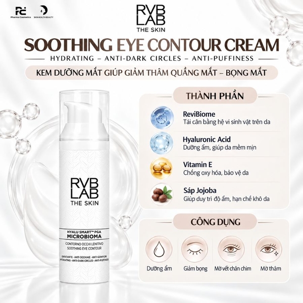 RVB LAB SOOTHING EYE CONTOUR CREAM HYDRATING – ANTI-DARK CIRCLES – ANTI-PUFFINESS / KEM DƯỠNG MẮT ĐIỀU TRỊ THÂM QUẦNG – BỎNG MẮT – CHÂN CHIM