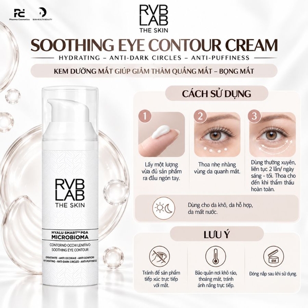 RVB LAB SOOTHING EYE CONTOUR CREAM HYDRATING – ANTI-DARK CIRCLES – ANTI-PUFFINESS / KEM DƯỠNG MẮT ĐIỀU TRỊ THÂM QUẦNG – BỎNG MẮT – CHÂN CHIM