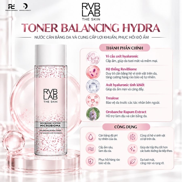 RVB LAB TONER BALANCING HYDRA / NƯỚC CÂN BẰNG DA VÀ CUNG CẤP LỢI KHUẨN, PHỤC HỒI ĐỘ ẨM 