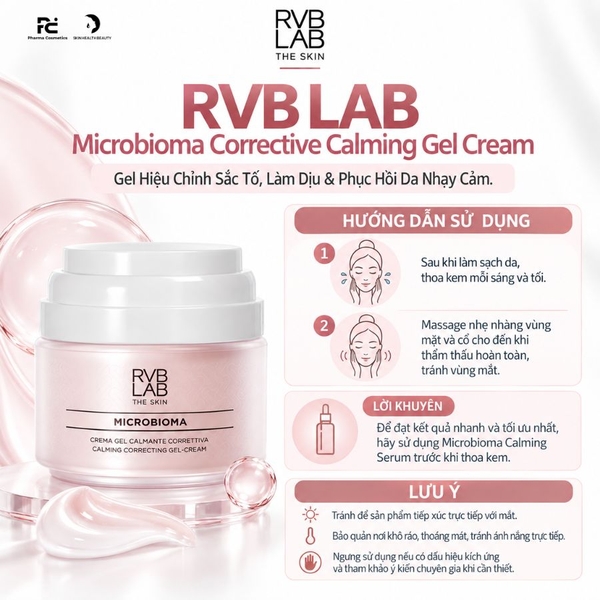 RVBLAB Microbioma Corrective Calming Gel Cream: Kem Gel Hiệu Chỉnh Sắc Tố, Làm Dịu & Phục Hồi Da Nhạy Cảm