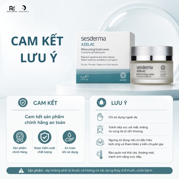 SESDERMA AZELAC MOISTURIZING FACIAL CREAM: Kem Dưỡng Đặc Trị Đỏ Da, Trứng Cá Đỏ & Lão Hóa