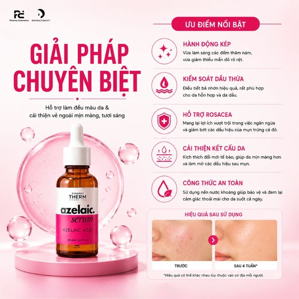 Synergy Therm 10% Azelaic Acid Serum: Tinh Chất Giảm Mụn, Mờ Thâm Và Phục Hồi Da Đỏ