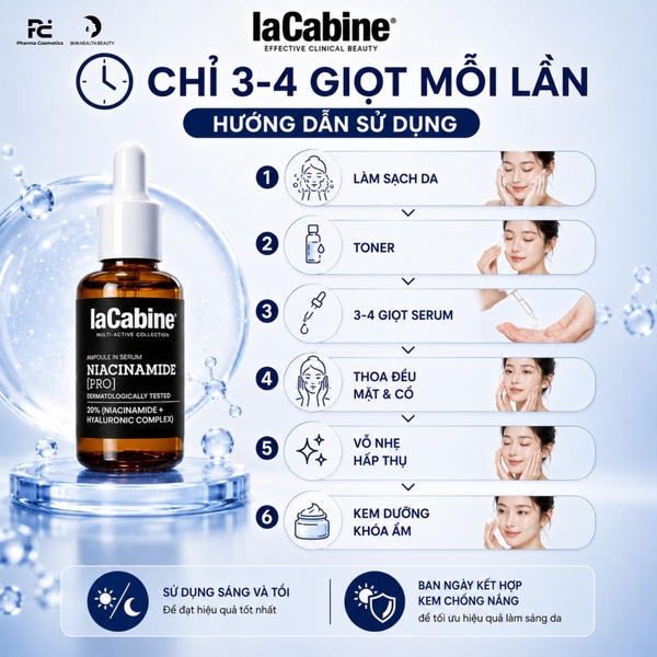 LA CABINE NIACINAMIDE [PRO] SERUM - Tinh Chất Mờ Thâm Nám, Sáng Da, Se Lỗ Chân Lông với 20% Niacinamide