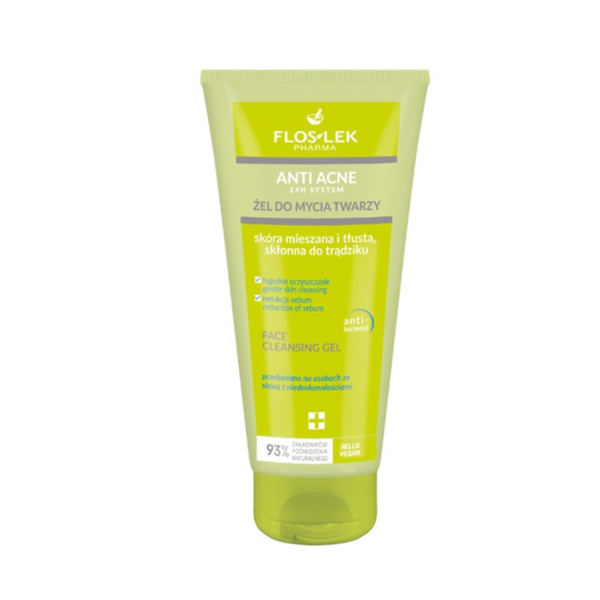 FLOSLEK ANTI ACNE – 24H SYSTEM FACE CLEANSING GEL : Gel Rửa Mặt Giảm Mụn & Kiểm Soát Dầu Nhờn Suốt 24H