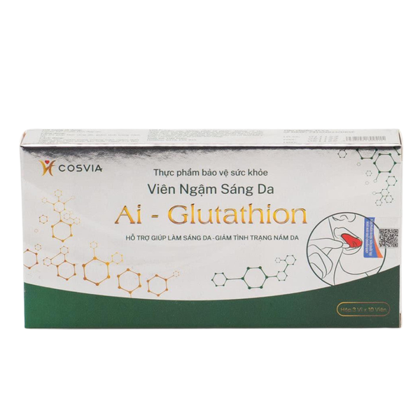 viên ngậm glutathion COSVIA AI – GLUTATHION / VIÊN NGẬM SÁNG DA, HỖ TRỢ LÀM SÁNG, GIẢM TÌNH  TRẠNG NÁM DA