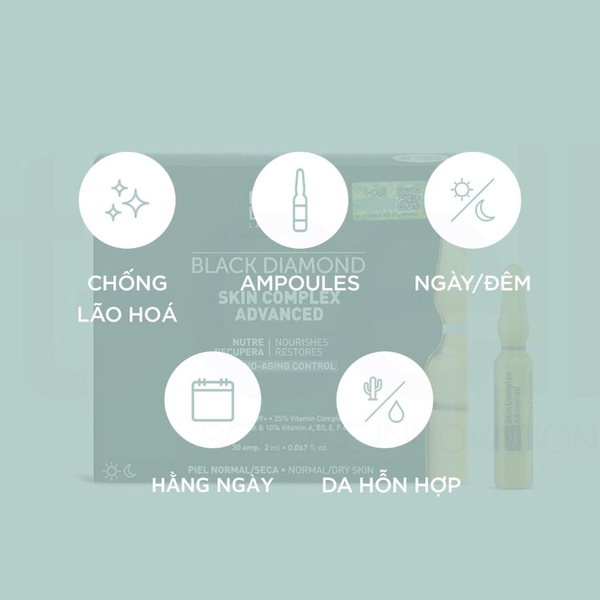 MARTIDERM BLACK DIAMOND SKIN COMPLEX ADVANCED / AMPOULE CHỐNG OXY HÓA TRẺ HÓA & LÀM SÁNG DA