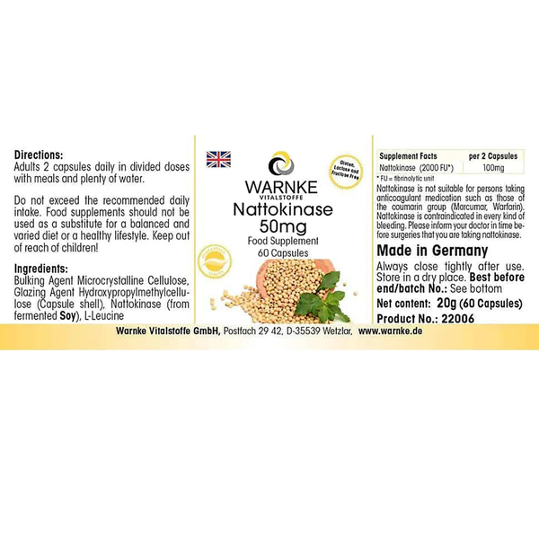 WARNKE Nattokinase 50mg – Giải Pháp Bảo Vệ Tim Mạch & Phòng Ngừa Đột Quỵ Từ Đức