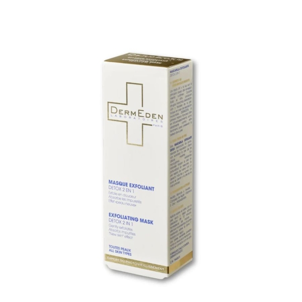 Dermeden EXFOLIATING MASK DETOX 2 IN 1: Mặt Nạ Đất Sét - Tẩy Tế Bào Chết & Thanh Lọc Da Toàn Diện
