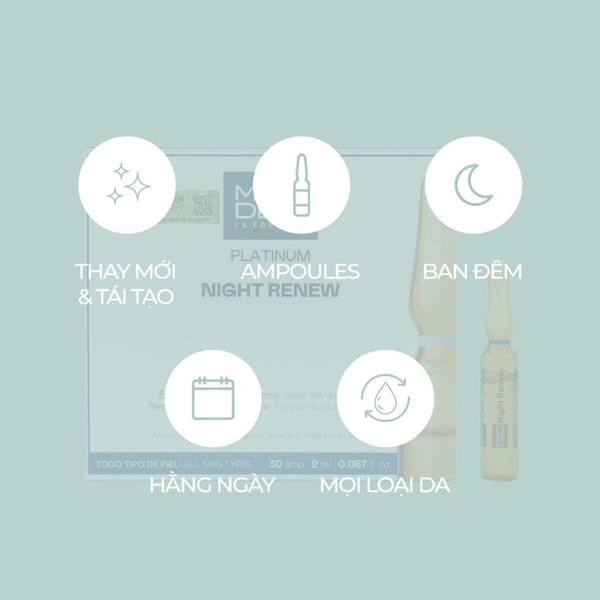 MARTIDERM PLATINUM NIGHT RENEW AMPOULE / CHỐNG LÕA HÓA & TÁI TẠO DA BAN ĐÊM