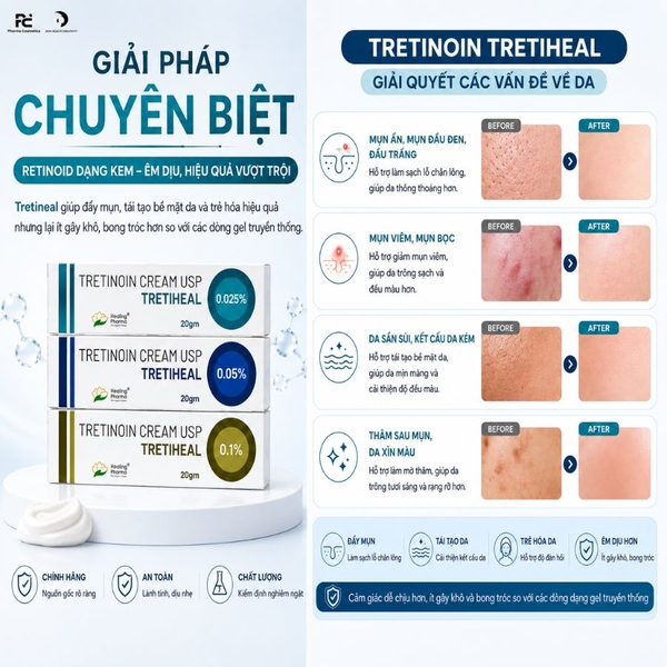 KEM TRETINOIN TRETIHEAL: Giải Pháp Vàng Cho Da Mụn & Chống Lão Hóa Toàn Diện