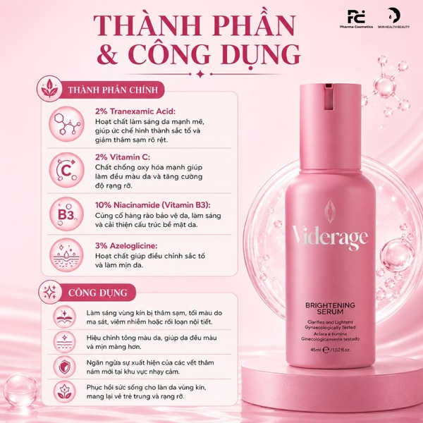 Viderage Brightening Serum: Tinh Chất Làm Sáng, Giảm Thâm Sạm & Trẻ Hóa Vùng Kín Cao Cấp