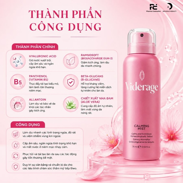 Viderage Calming Mist: Xịt Dưỡng Làm Dịu, Cấp Ẩm Sâu & Phục Hồi Vùng Kín Tức Thì
