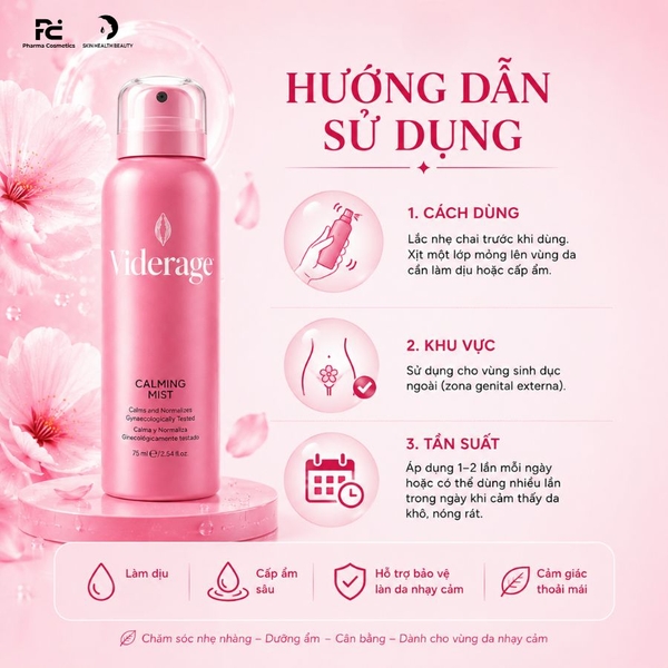Viderage Calming Mist: Xịt Dưỡng Làm Dịu, Cấp Ẩm Sâu & Phục Hồi Vùng Kín Tức Thì