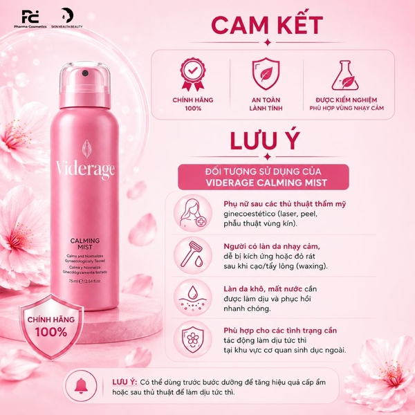 Viderage Calming Mist: Xịt Dưỡng Làm Dịu, Cấp Ẩm Sâu & Phục Hồi Vùng Kín Tức Thì