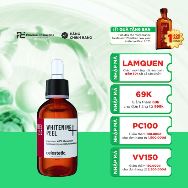 CELESTETIC WHITENING PEEL +: Peel Đặc Trị Nám & Sắc Tố - Khôi Phục Làn Da Sáng Mịn, Đều Màu