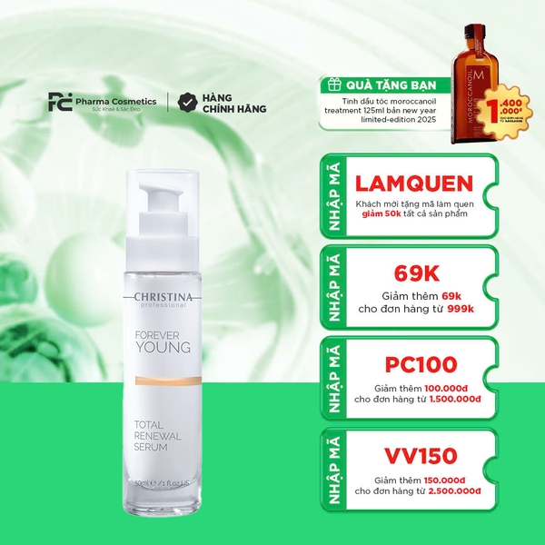 FOREVER YOUNG TOTAL RENEWAL SERUM / SERUM TÁI TẠO, TĂNG TRƯỞNG TẾ BÀO, LÀM MỜ NẾP NHĂN VÀ SÁNG DA