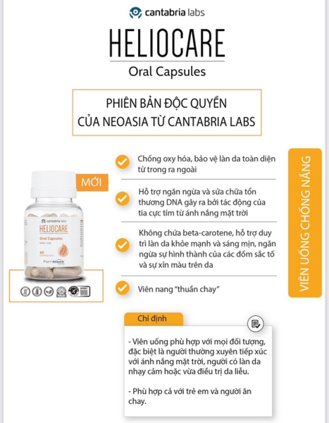 HELIOCARE ORAL CAPSULES: Viên Uống Chống Nắng Phổ Rộng - Bảo Vệ Da & Ngăn Ngừa Lão Hóa Từ Bên Trong