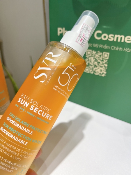 SVR SUN SECURE EAU SOLAIRE  SPF50+ 200ml: Xịt Chống Nắng Cho Da Nhạy Cảm, Mặt & Body, Mỏng Nhẹ Như Nước 
