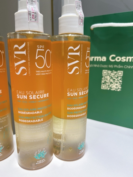 SVR SUN SECURE EAU SOLAIRE  SPF50+ 200ml: Xịt Chống Nắng Cho Da Nhạy Cảm, Mặt & Body, Mỏng Nhẹ Như Nước 