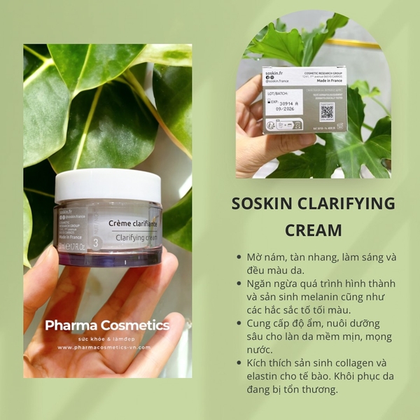 Soskin Clarifying Cream (50ml) Kem Dưỡng Trắng Da, Trị Nám